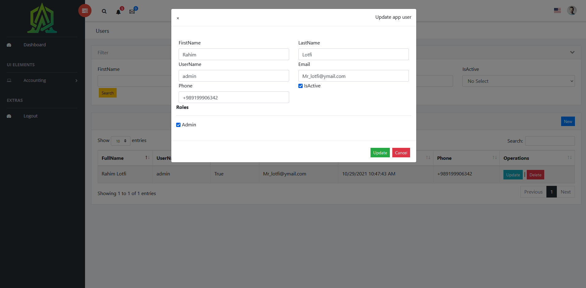 AUA UI and UX- Actions
