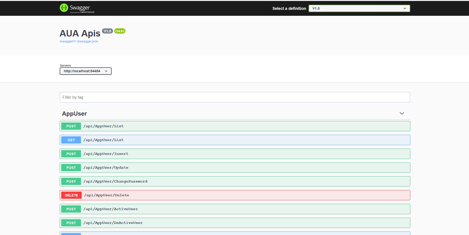 AUA Swagger-UI web api